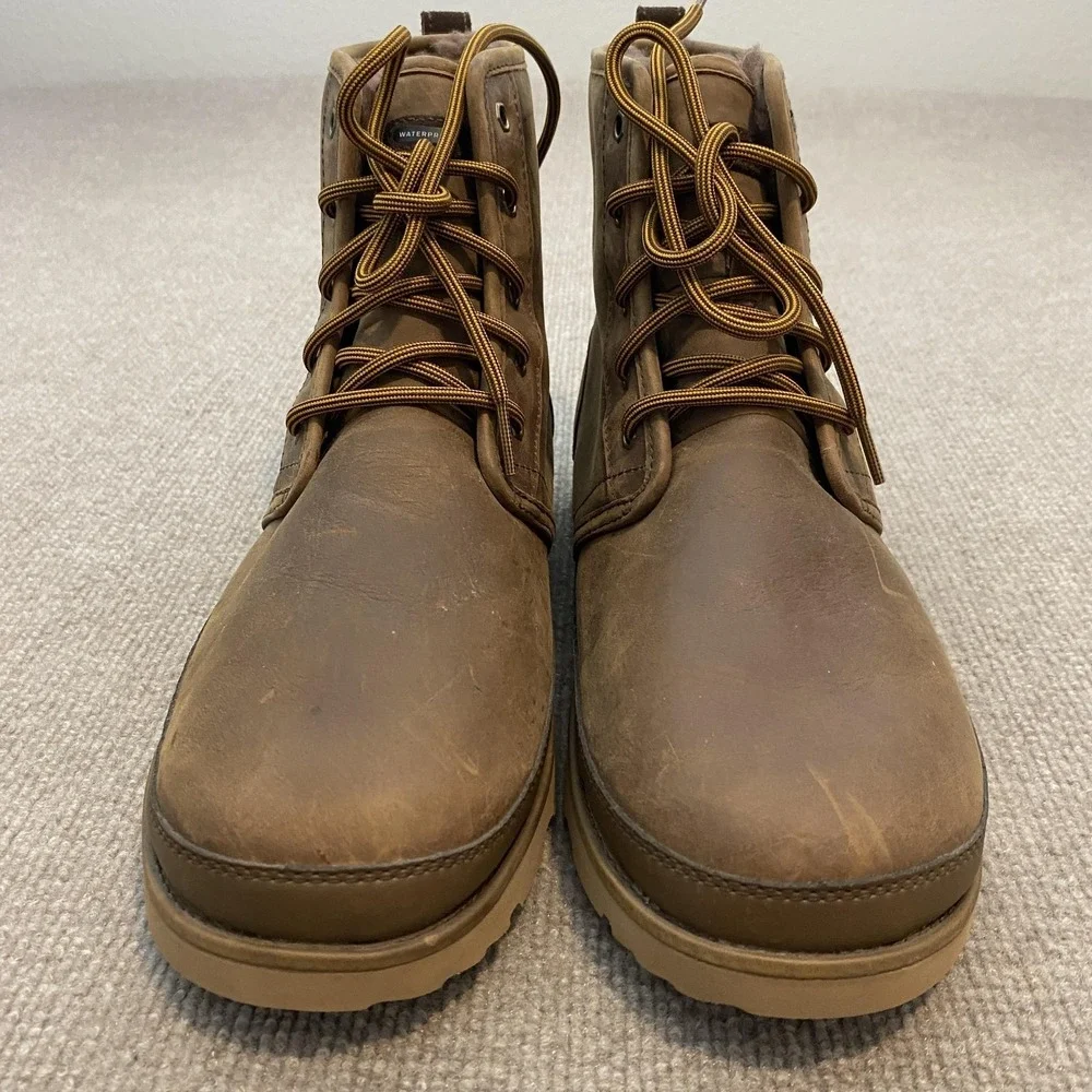 UGG Boots Mens Size 11 Brown Leather Waterproof Lined Ankle Snow Winter 1017238